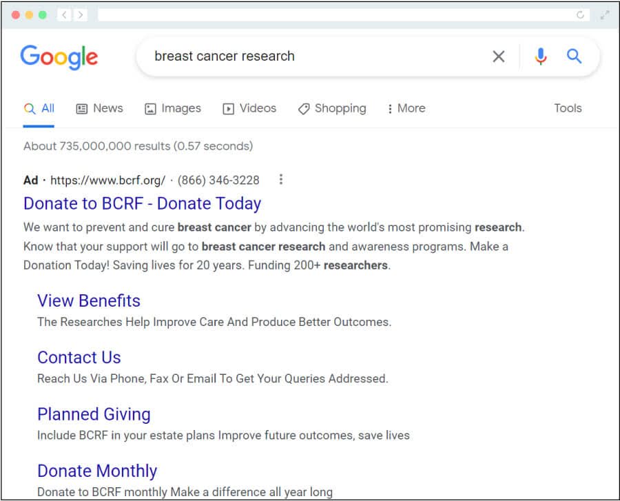 When you prioritize marketing as a nonprofit management skill, you can create compelling Google Ads like this one.