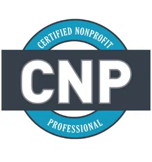 Certified Nonprofit Professional (CNP) logo in blue and grey.