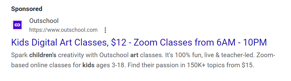 Example of a Google Ad
