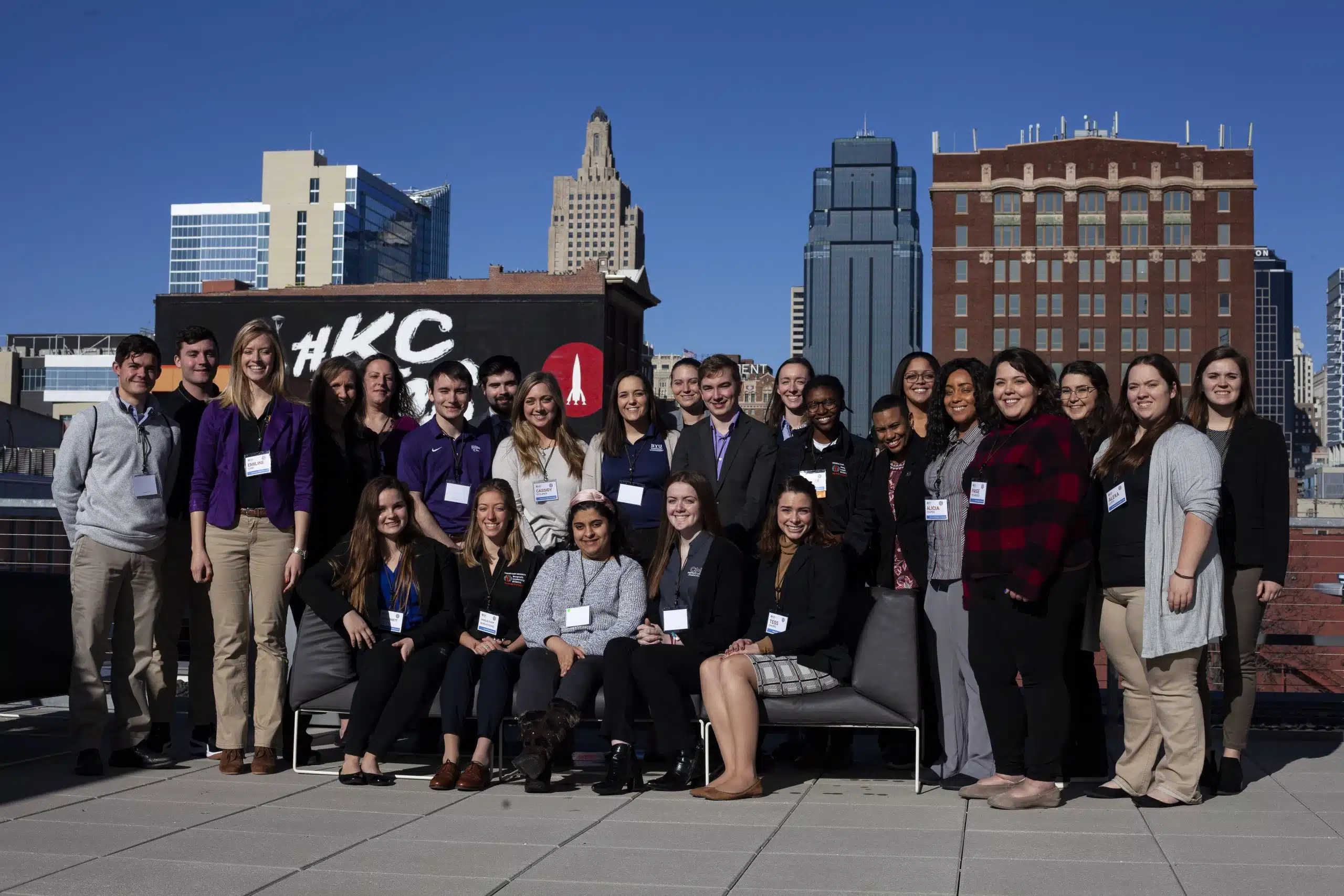 Group of Nonprofit Leadership Alliance Students smiling in Kansas City, MO