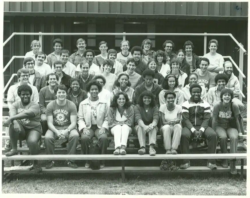 An old Black and white photo of a group of students who went through the nonprofit leadership alliance's program