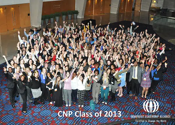 The nonprofit leadership alliance class of 2013 group photo in hotel lobby