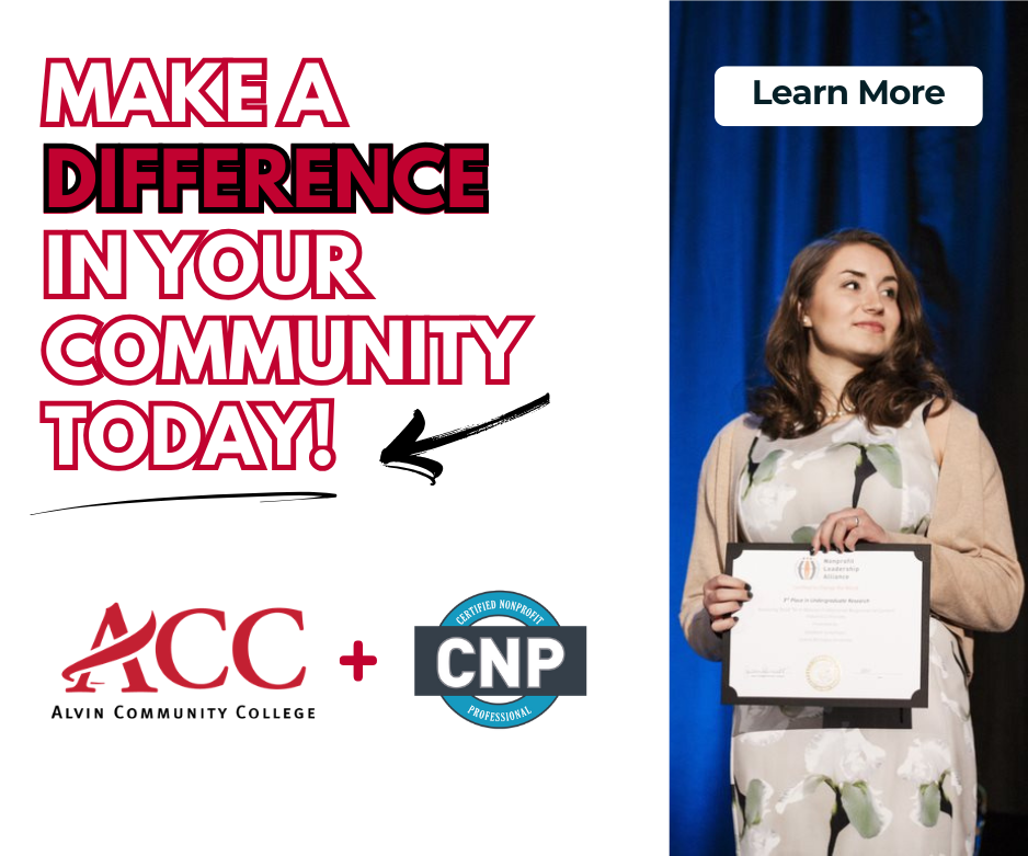 Make a difference in your community today by earning a nonprofit credential at alvin community college